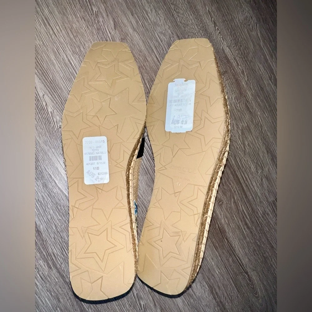 NWOB $345 Jimmy Choo Floral Espadrille Flats Blue Butterfly Espadrilles Shoes
